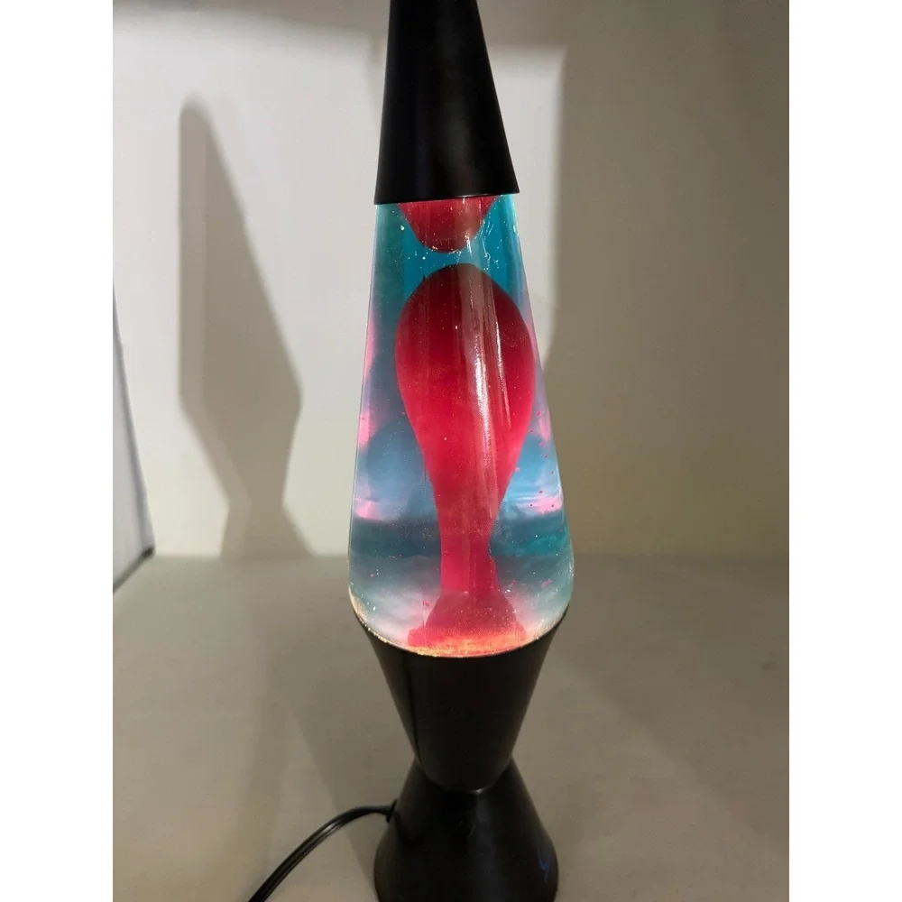Vintage Lava Lite Premier‎ Lamp Black Blue Liquid Red Wax Tested Working